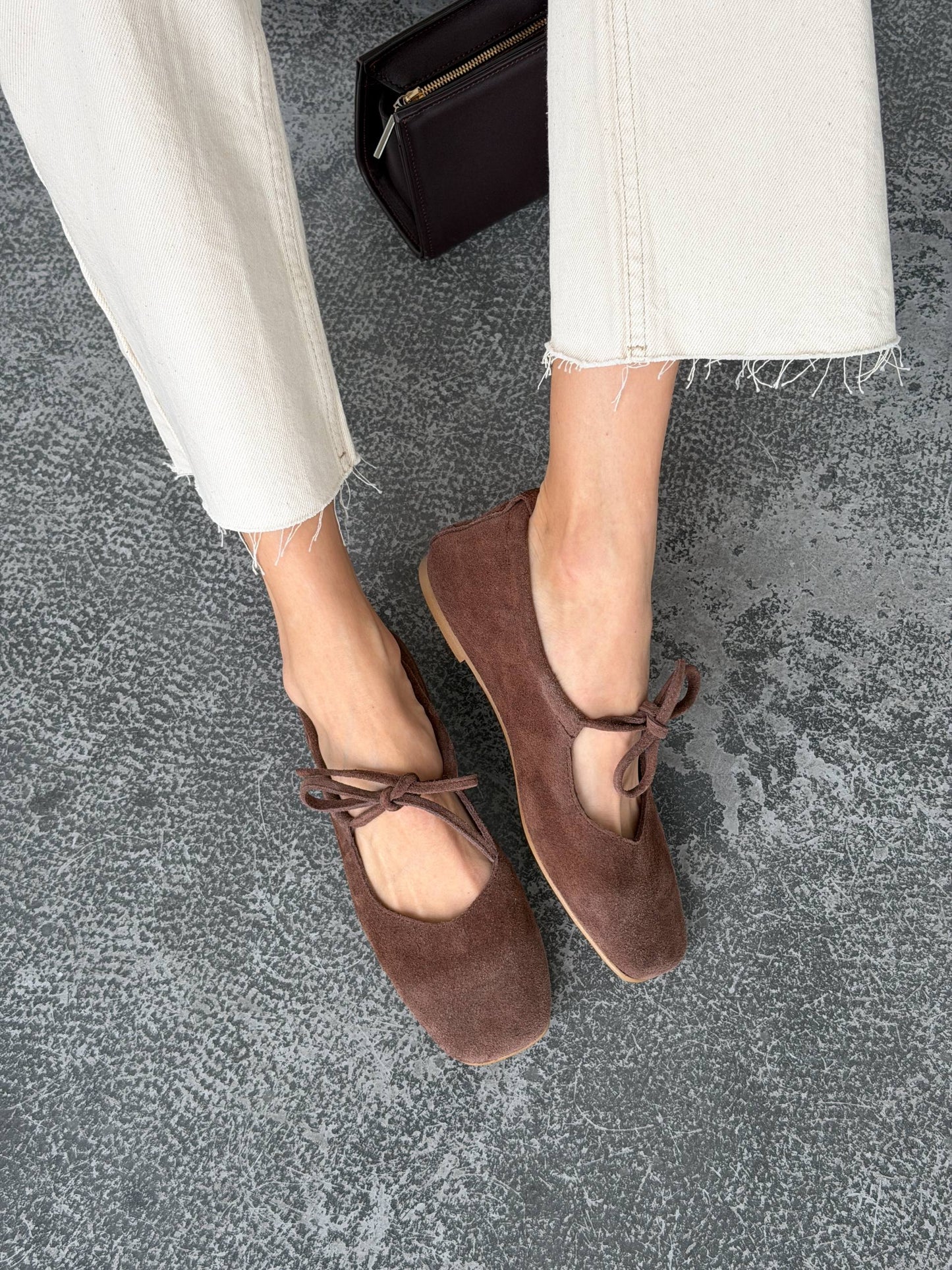 Балетки з анатомічно-розширеним носиком, шоколад