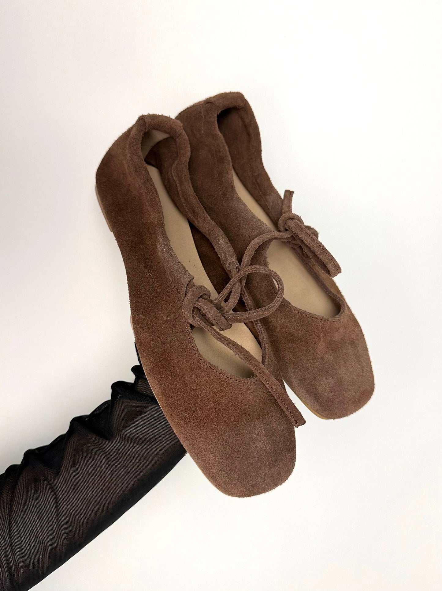 Балетки з анатомічно-розширеним носиком, шоколад