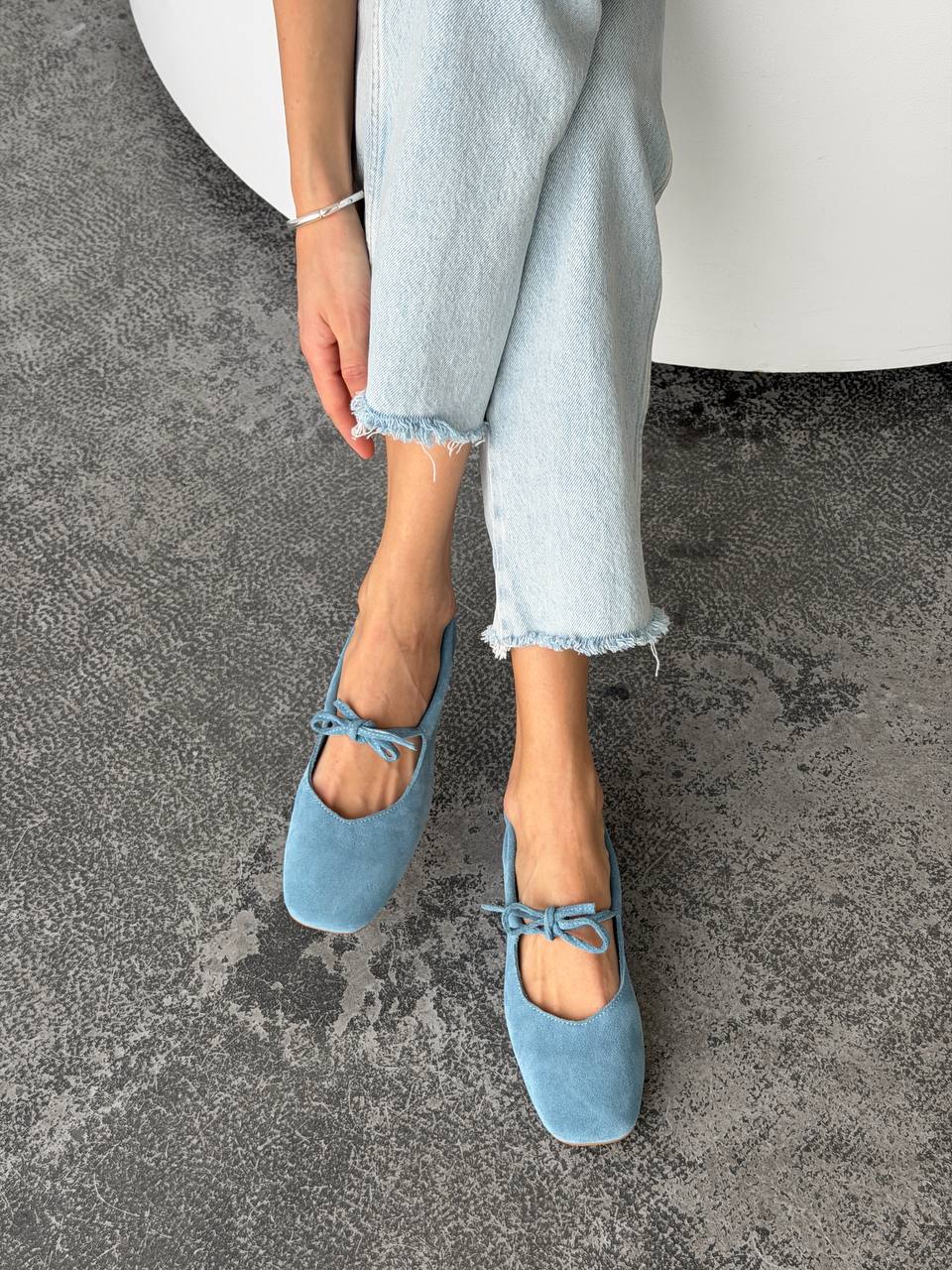 Балетки з анатомічно-розширеним носиком, блакитний