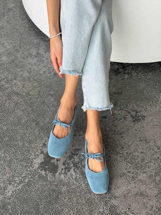 Балетки з анатомічно-розширеним носиком, блакитний