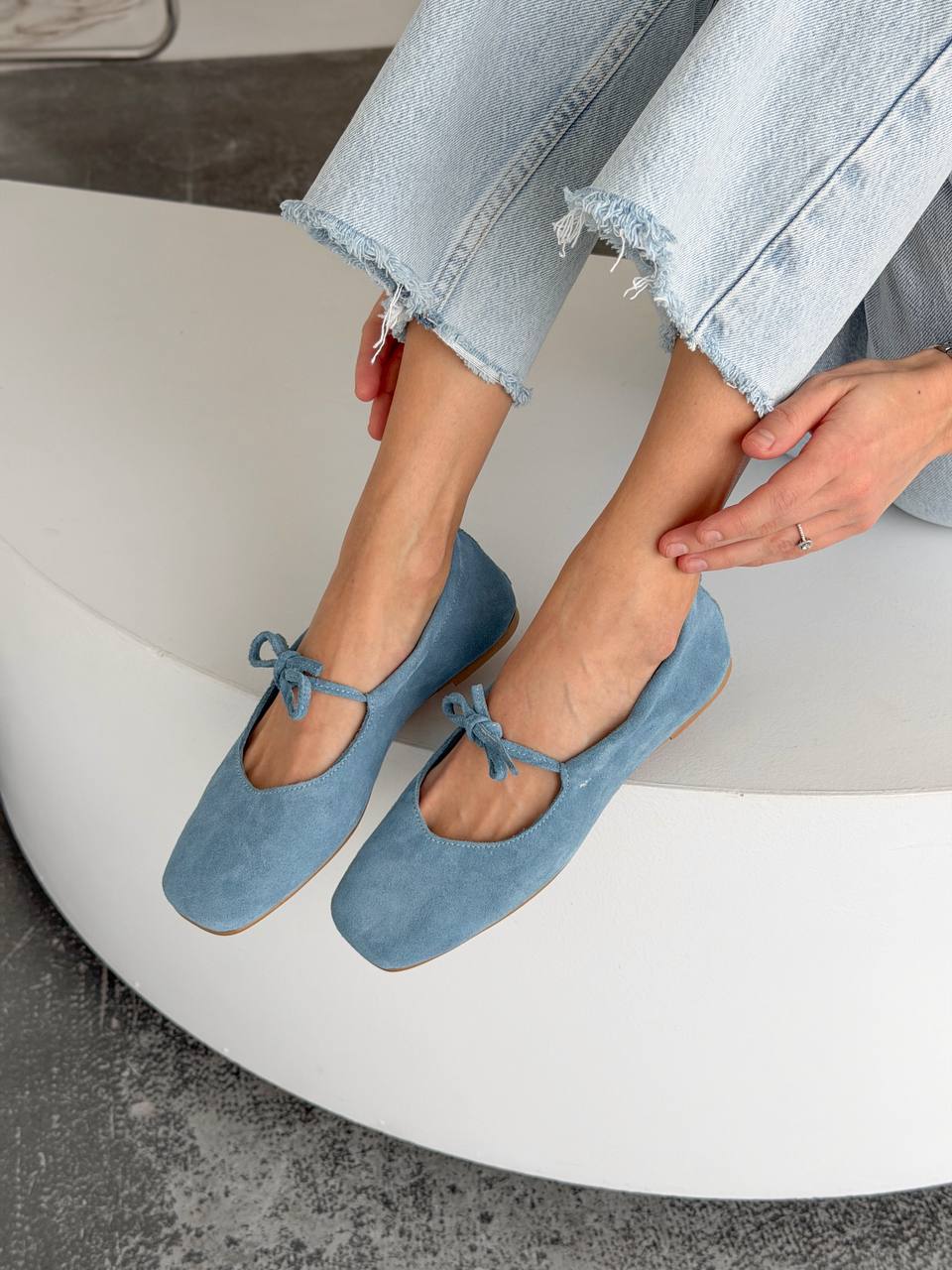 Балетки з анатомічно-розширеним носиком, блакитний