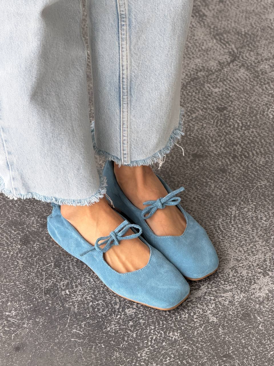 Балетки з анатомічно-розширеним носиком, блакитний