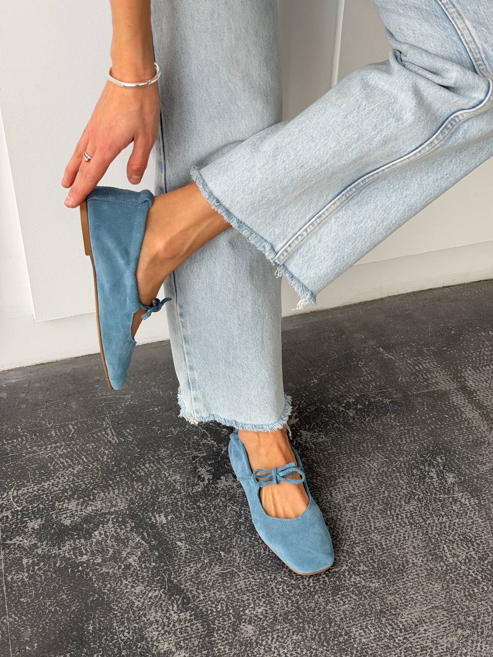 Балетки з анатомічно-розширеним носиком, блакитний