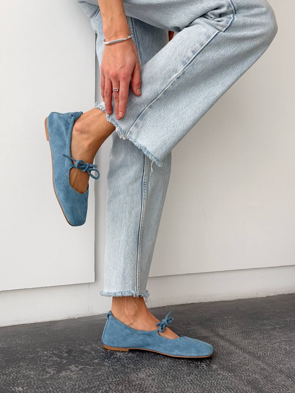 Балетки з анатомічно-розширеним носиком, блакитний