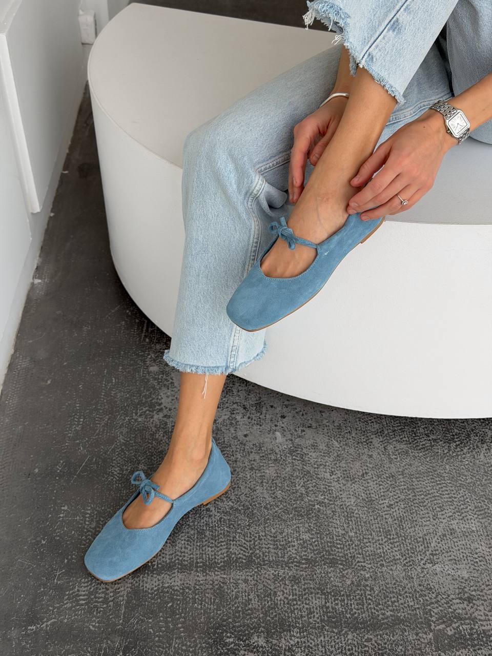 Балетки з анатомічно-розширеним носиком, блакитний