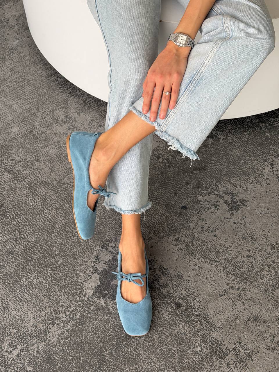 Балетки з анатомічно-розширеним носиком, блакитний