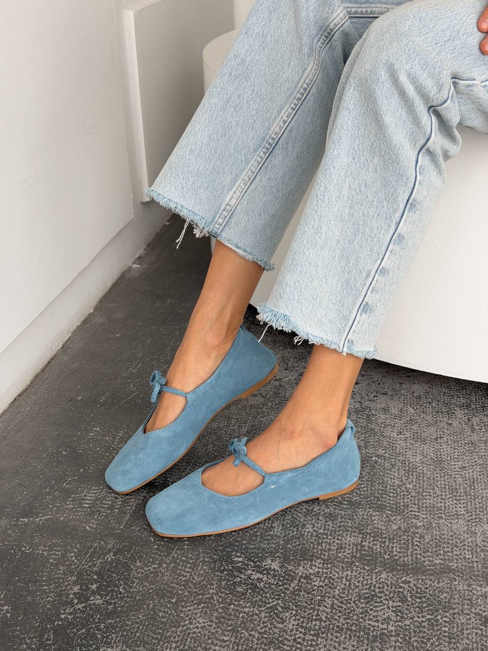 Балетки з анатомічно-розширеним носиком, блакитний