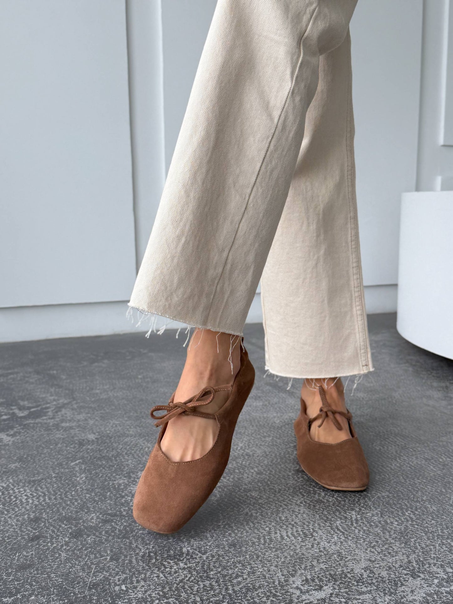 Балетки з анатомічно-розширеним носиком, коричневий