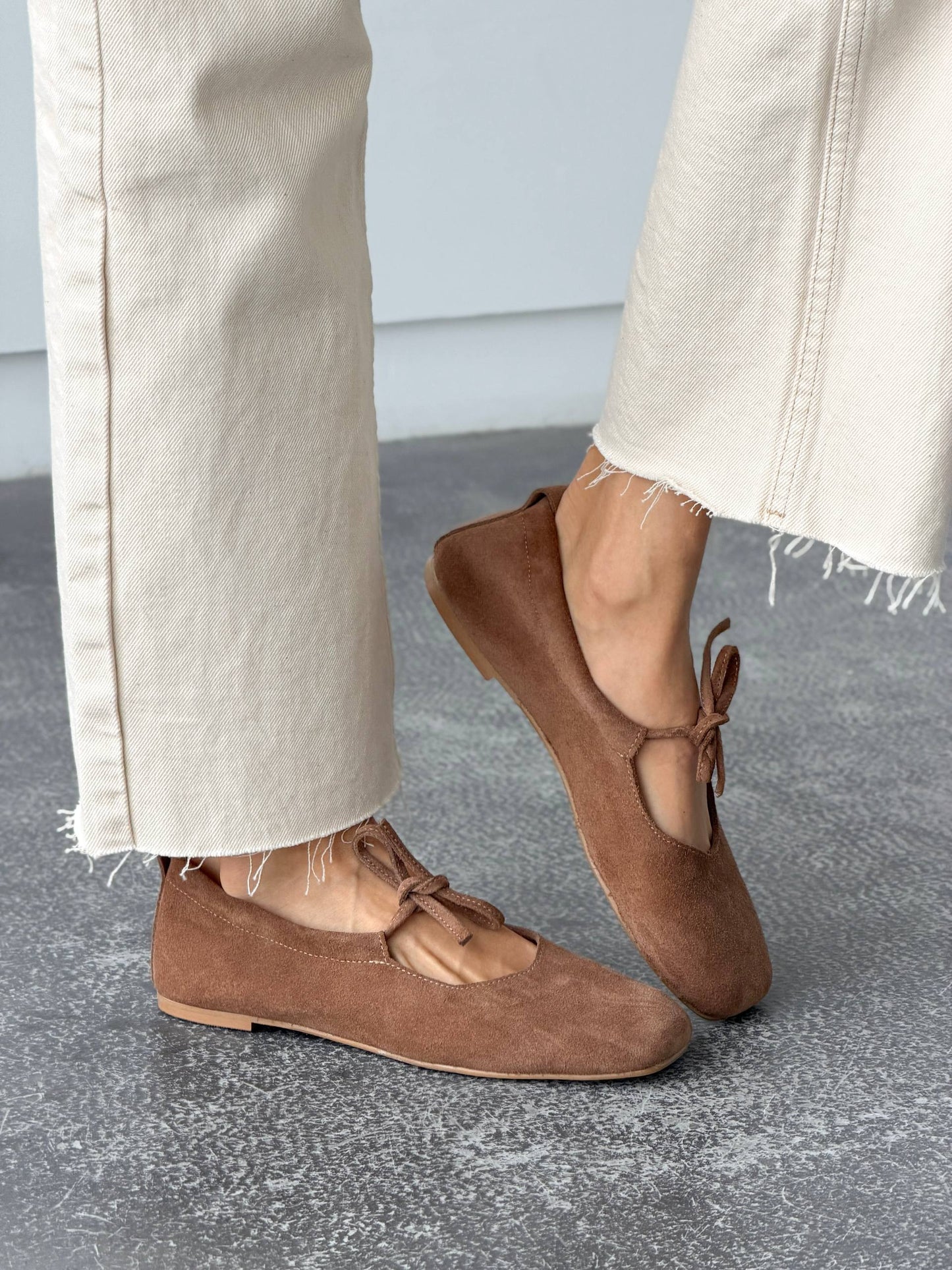 Балетки з анатомічно-розширеним носиком, коричневий