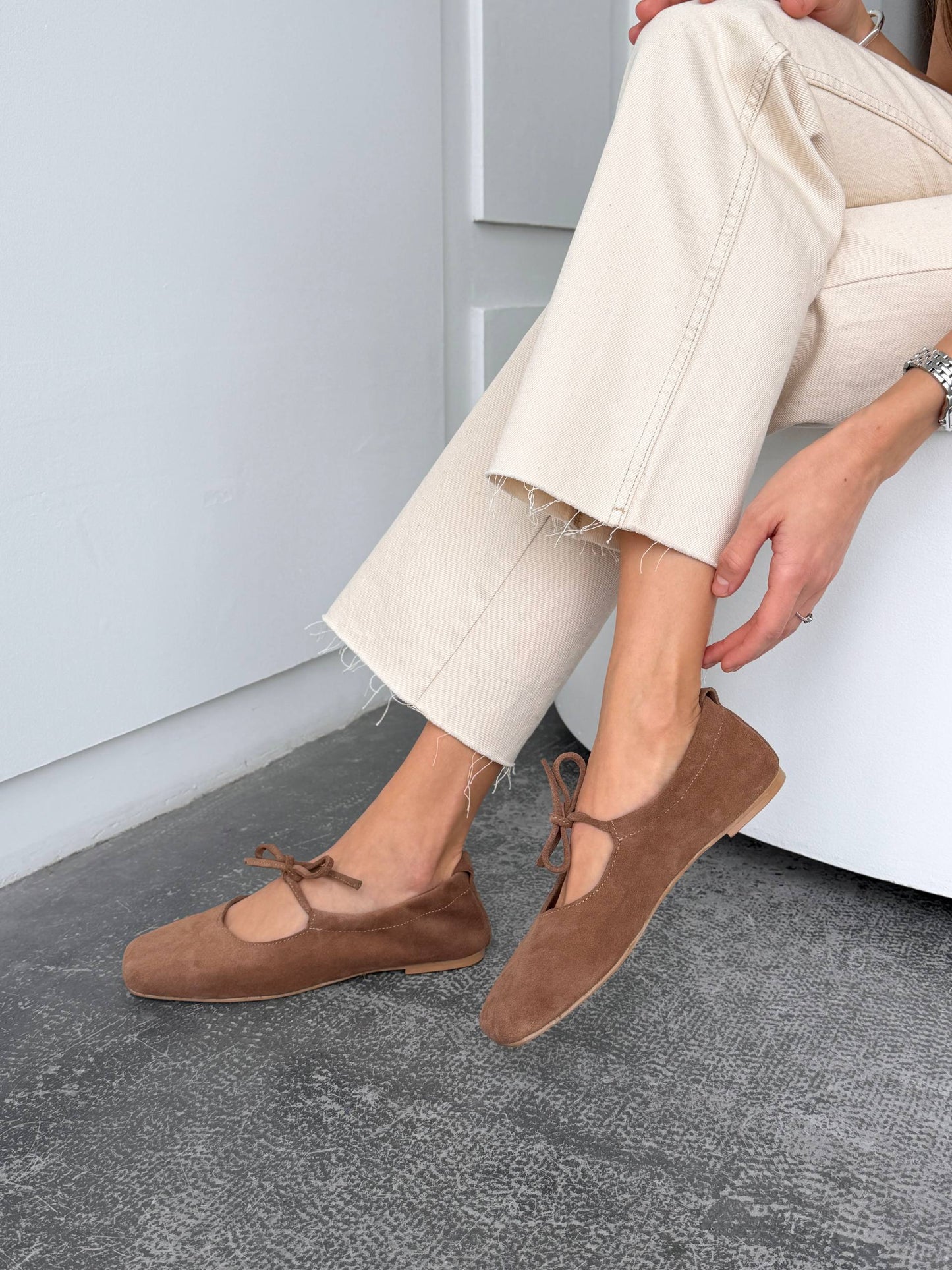 Балетки з анатомічно-розширеним носиком, коричневий