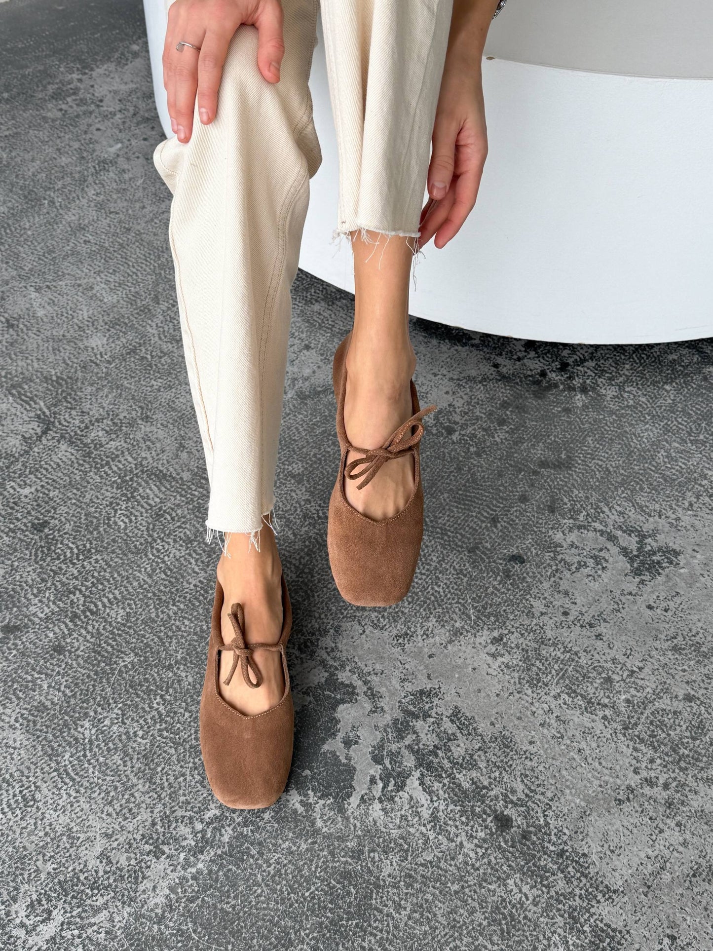 Балетки з анатомічно-розширеним носиком, коричневий