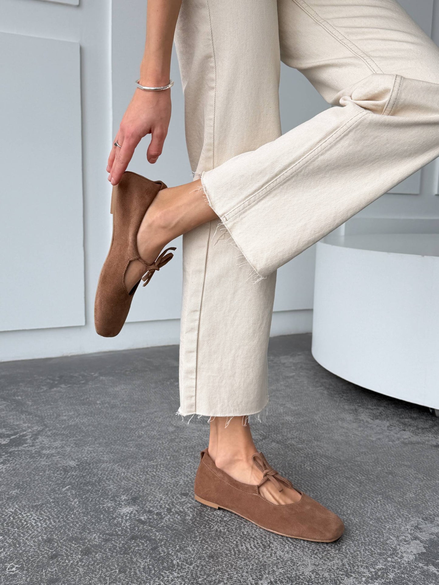 Балетки з анатомічно-розширеним носиком, коричневий