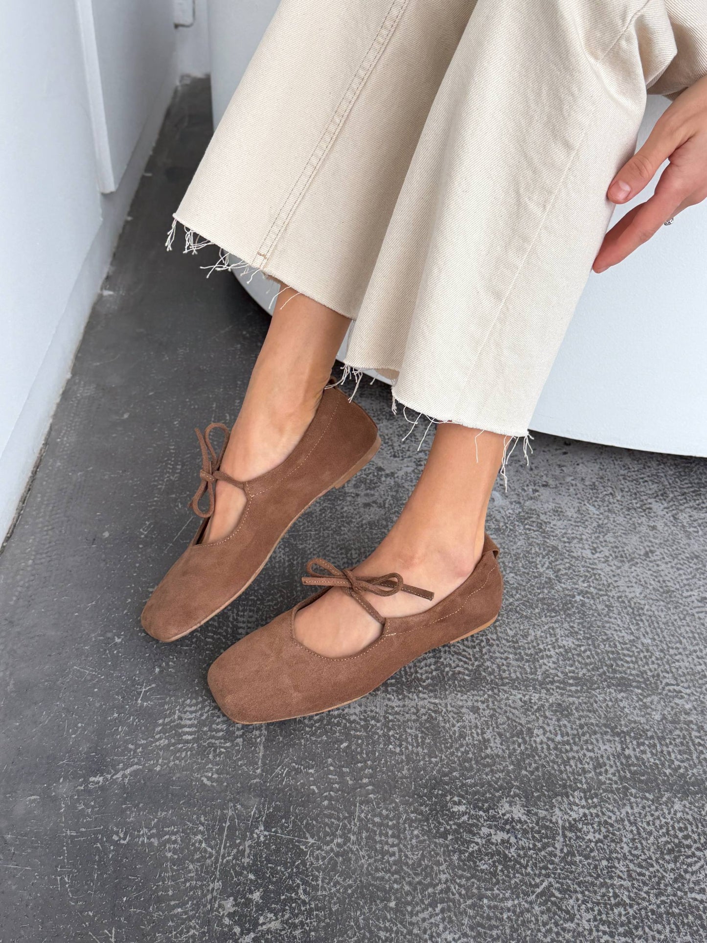 Балетки з анатомічно-розширеним носиком, коричневий