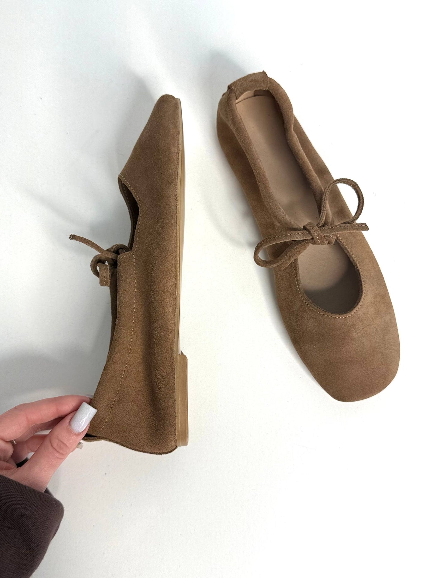 Балетки з анатомічно-розширеним носиком, коричневий