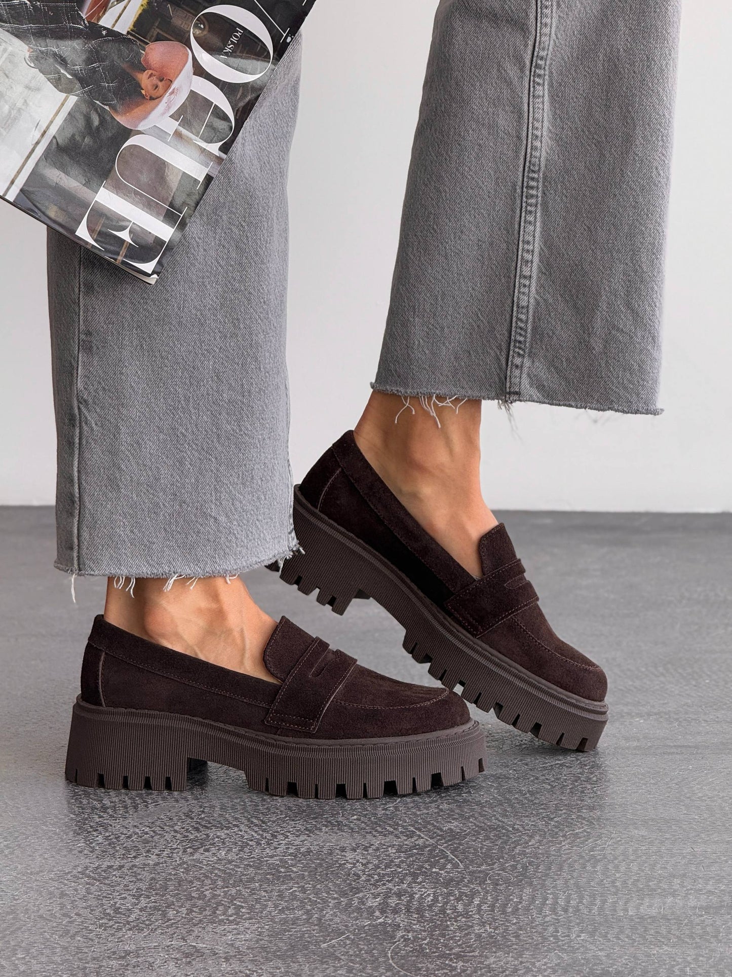 Лофери замша, шоколад