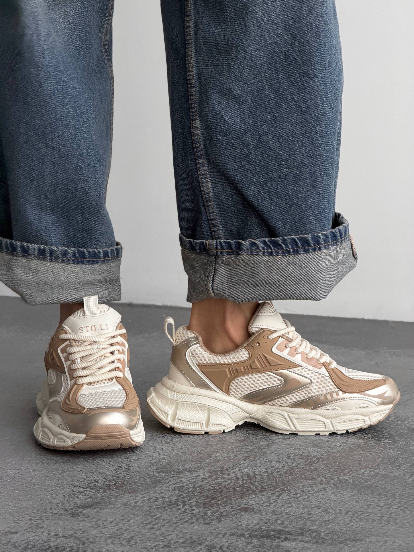 Кросівки на кожен день, світлий беж + коричневий