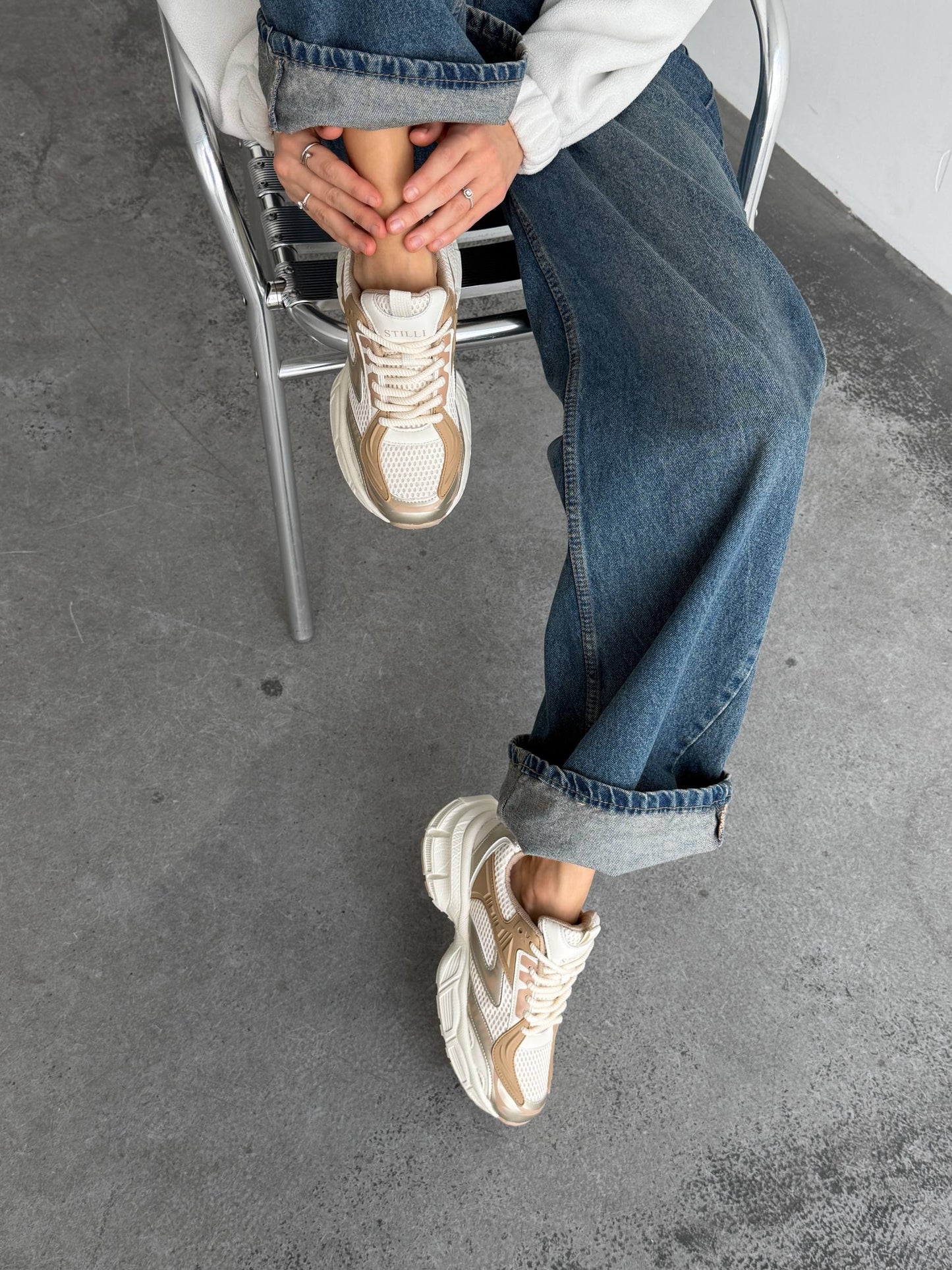 Кросівки на кожен день, світлий беж + коричневий