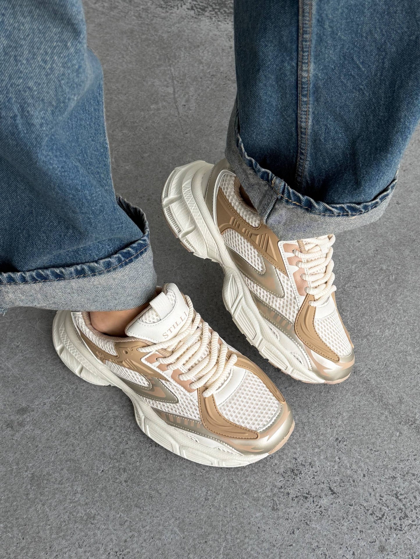 Кросівки на кожен день, світлий беж + коричневий