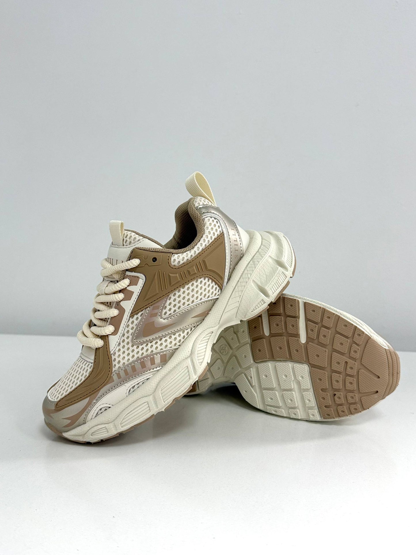 Кросівки на кожен день, світлий беж + коричневий