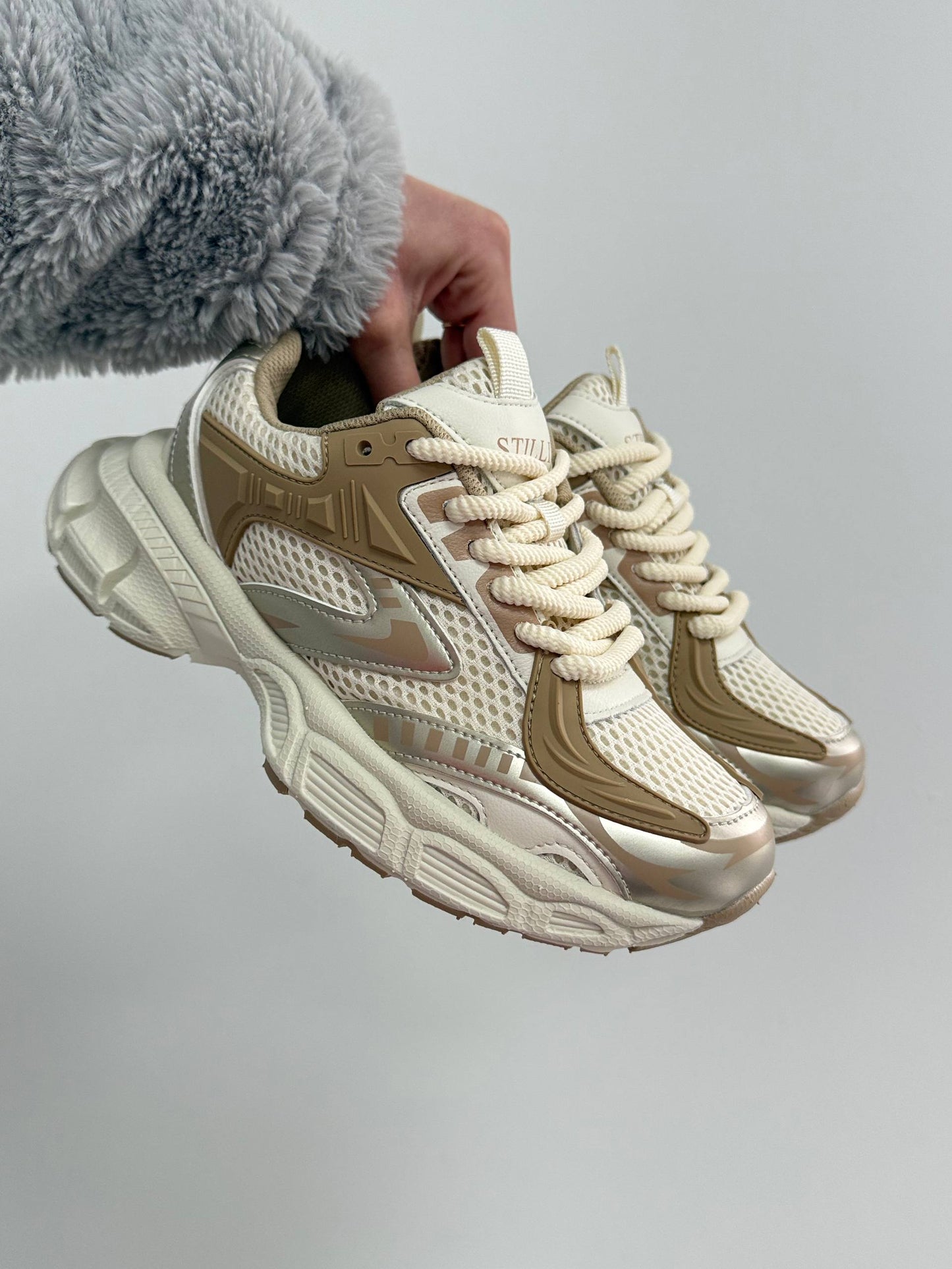 Кросівки на кожен день, світлий беж + коричневий