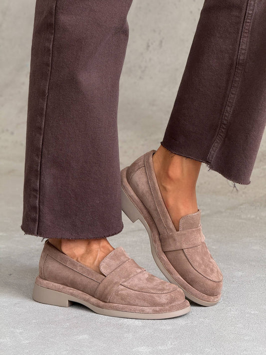 Класичні лофери ™️NikArt замша, бежевий