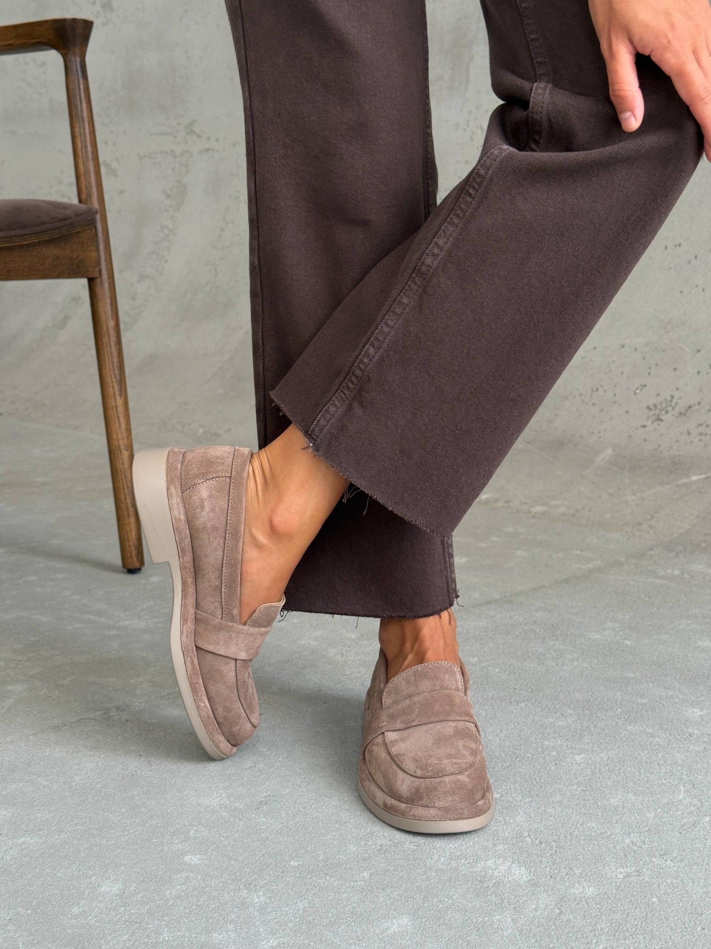 Класичні лофери ™️NikArt замша, бежевий