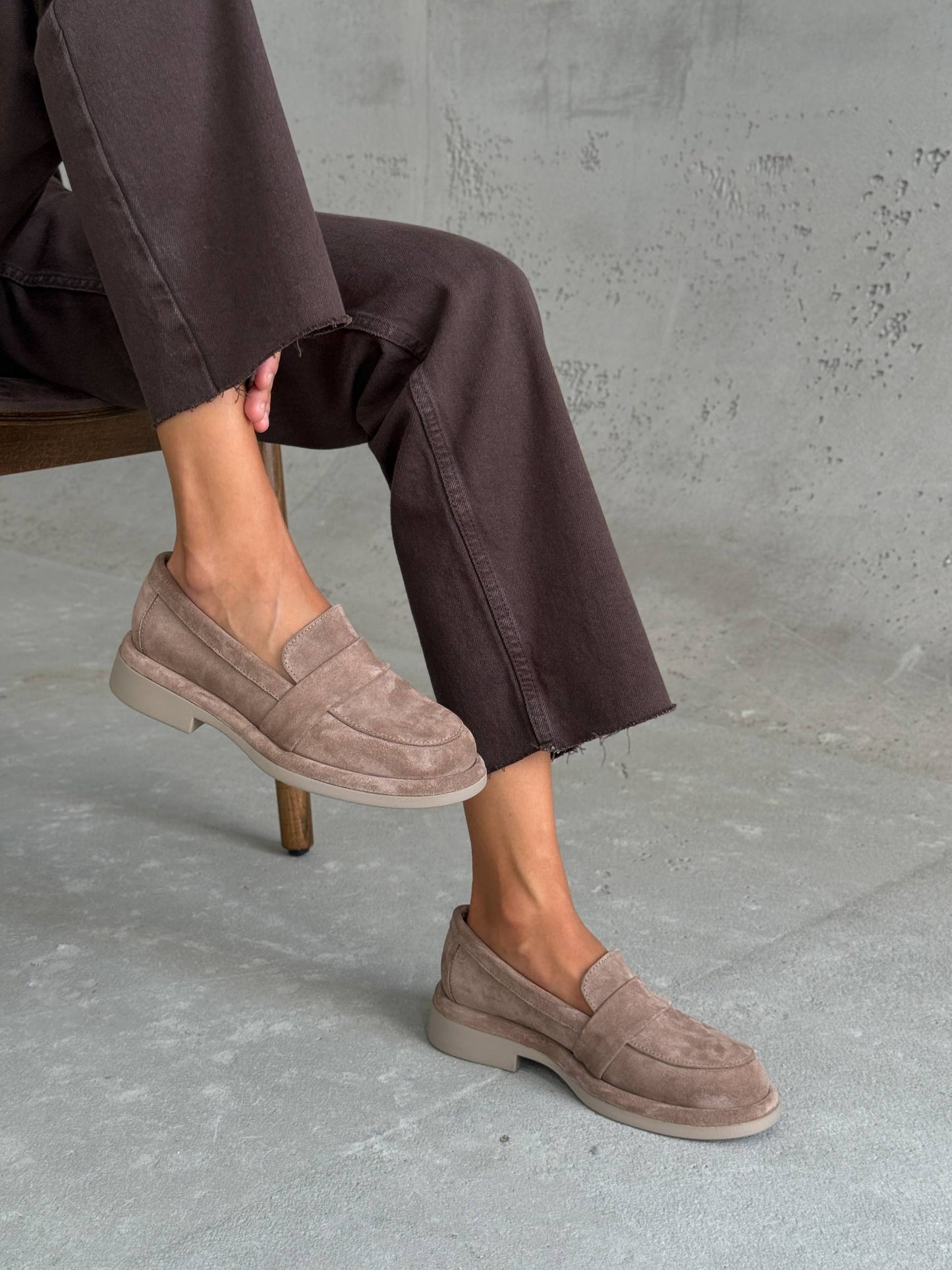 Класичні лофери ™️NikArt замша, бежевий