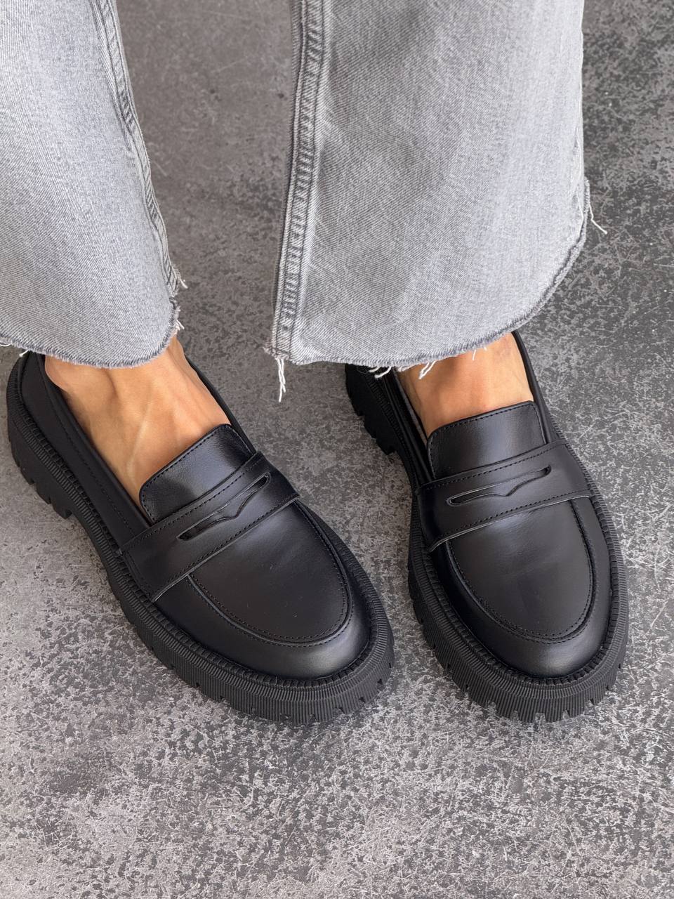 Лофери зі шкіри, чорний