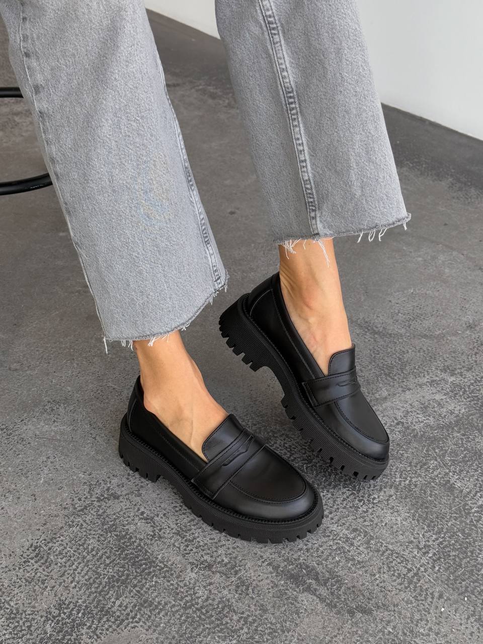 Лофери зі шкіри, чорний