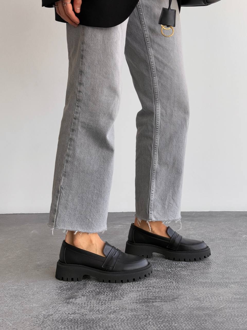 Лофери зі шкіри, чорний