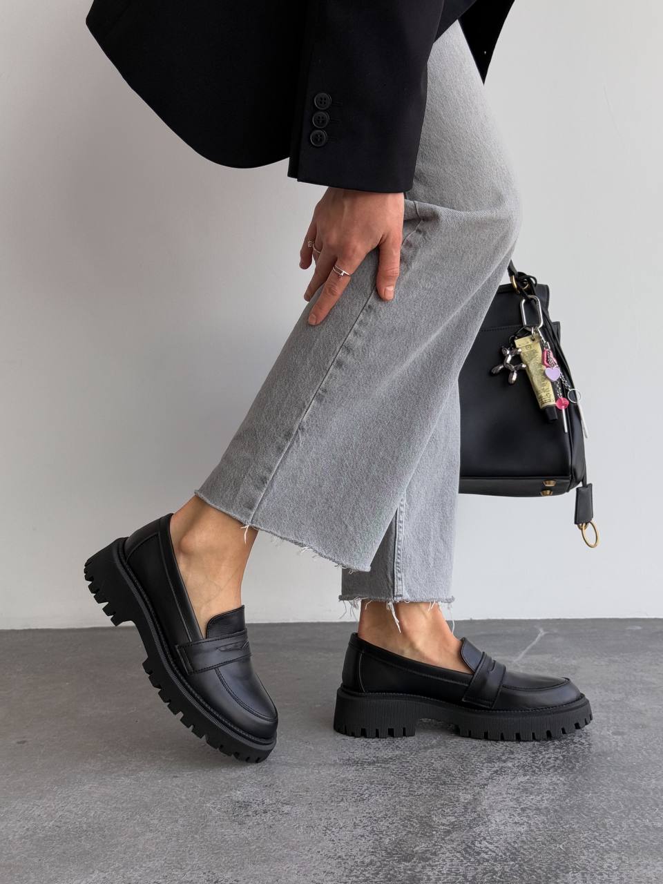 Лофери зі шкіри, чорний