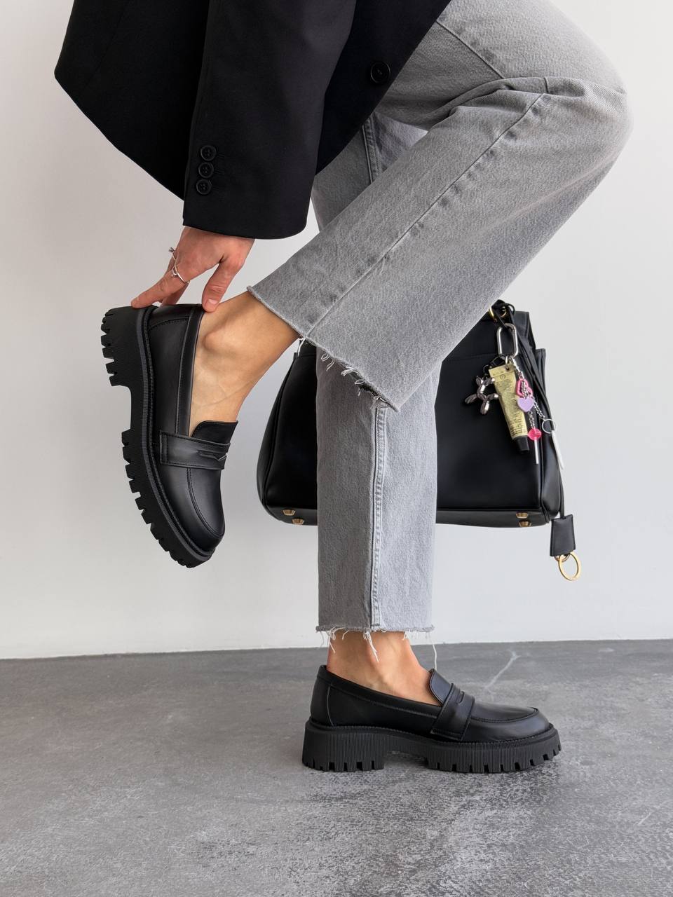 Лофери зі шкіри, чорний