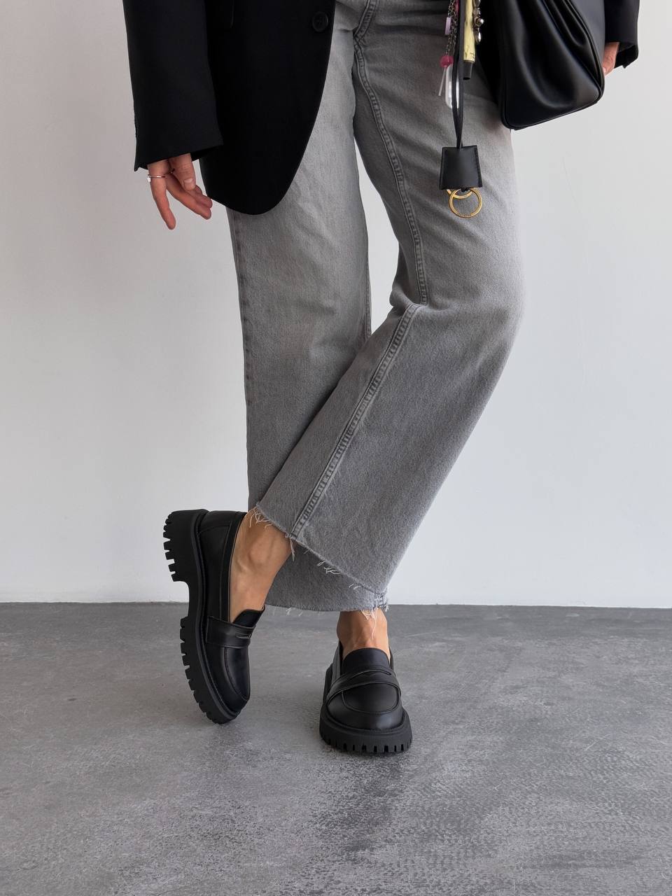 Лофери зі шкіри, чорний