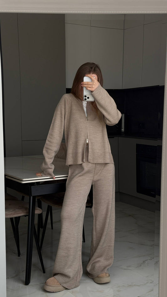 Костюм-двійка з турецької в'язки, капучино