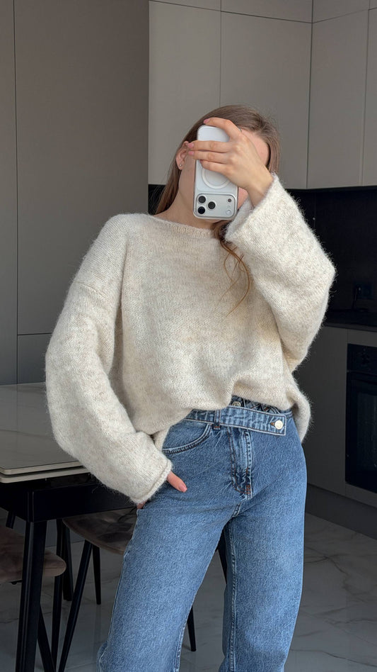 Джемпер з широкими рукавами, беж